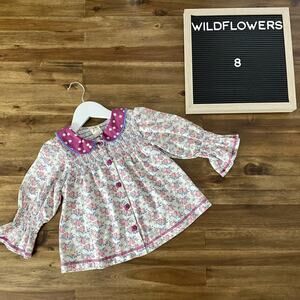 Wildflowers Written In The Stars Primrose Cream Pink Blue Smock Floral Blouse 8